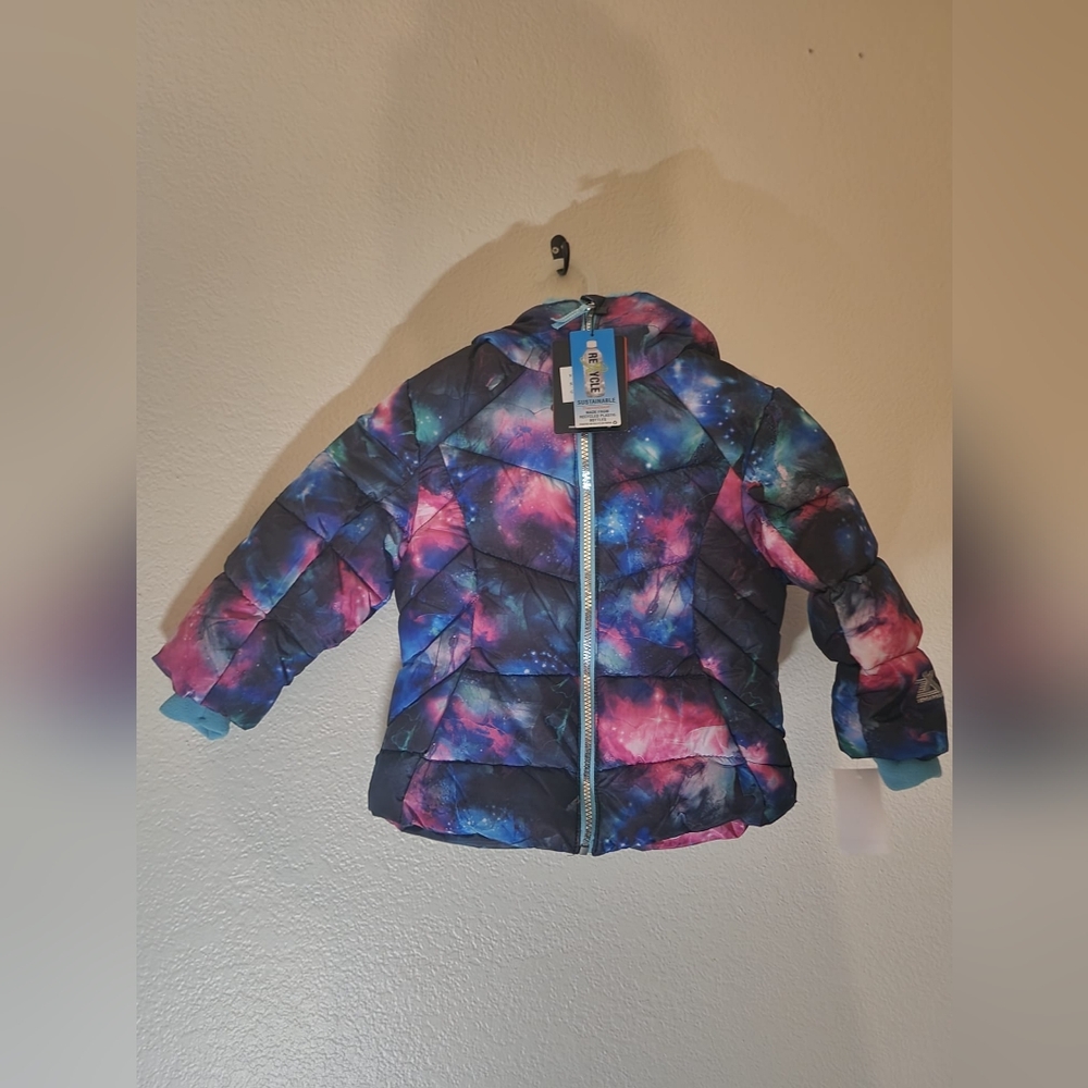 ZeroXposur Puffer Jacket Kids Size 4/5 Hooded Multicolor Tie Dye Long Sleeve